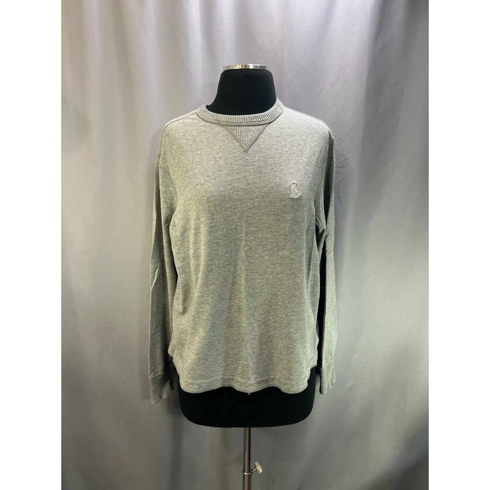 Cremieux Sweatshirt Women Large Heathered Gray Cotton Relaxed Dog Logo Crew Neck
